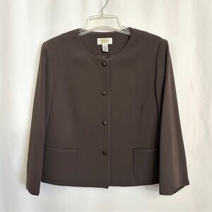 Vintage Talbots Women's Petite Dark Brown Button Up Short Jacket Blazer sz 12P